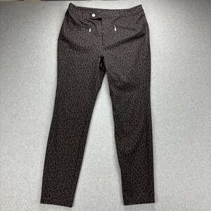 Simply Vera Wang Pants Womens L Brown Skinny Leopard Print Chic Career Office